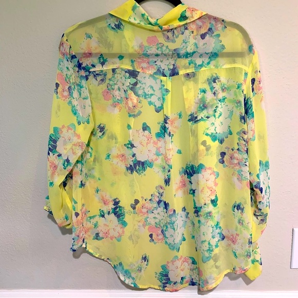 Decree chiffon flowered button up shirt/blouse - Picture 4 of 10